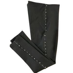 ZARA Black Ponte Leggings Silver Studded Sides Stretchy Pants Sz M